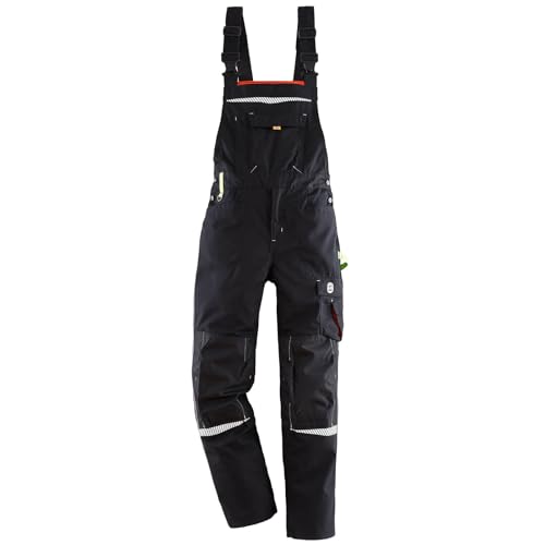 Terrax Workwear Herren Latzhose für die Arbeit - Lange Arbeitshose mit zahlreichen Taschen in Schwarz-Limette Größe 56 von Terrax Workwear