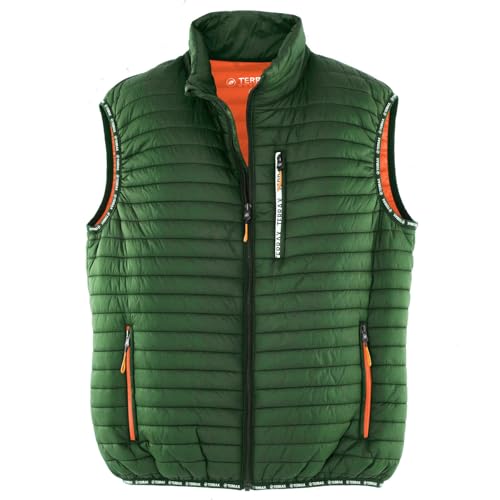 Terrax Workwear Herren Steppweste mit Stehkragen - Gesteppte Weste mit Reißverschluss in Forstgrün-Orange Größe 3XL von Terrax Workwear