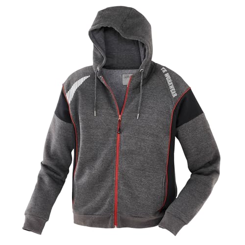 Terrax Workwear Herren Sweatjacke mit Kapuze - Kapuzenjacke mit reflektierenden Print in Schwarz-Rotbraun Größe XXL von Terrax Workwear