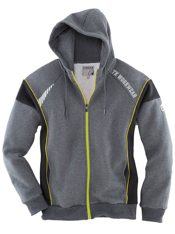 Terrax Workwear Kapuzensweatjacke Herren Sweatjacke mit Kapuze und reflektierenden Print von Terrax Workwear