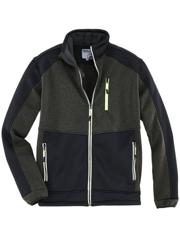 Terrax Workwear Strickfleecejacke Herren Fleecejacke mit Stehkragen und kontrastfarbenen Details von Terrax Workwear