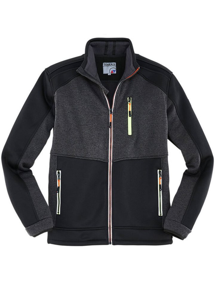 Terrax Workwear Strickfleecejacke Herren Fleecejacke mit Stehkragen und kontrastfarbenen Details von Terrax Workwear
