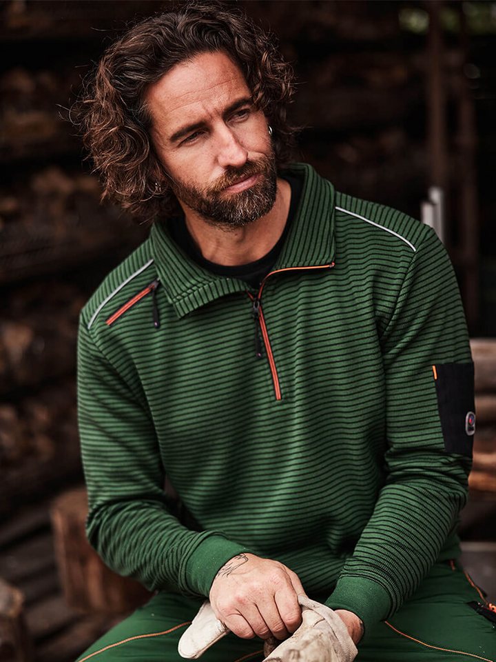 Terrax Workwear Troyer Herren Stricktroyer Troyer-Pullover mit kontrastfarbenen Details von Terrax Workwear