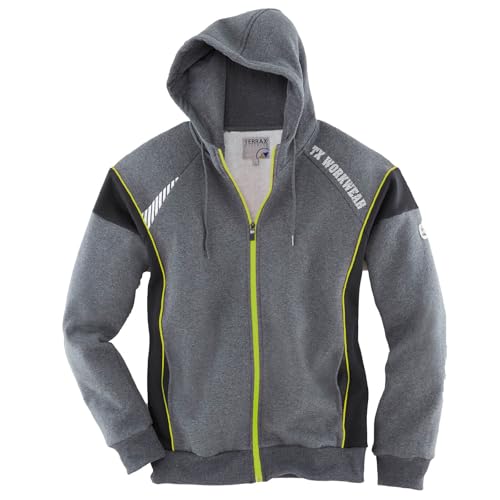 Terrax Herren Sweatjacke MIT ANGESCHNITTENER Kapuze (L, schwarz/Limette) von Terrax