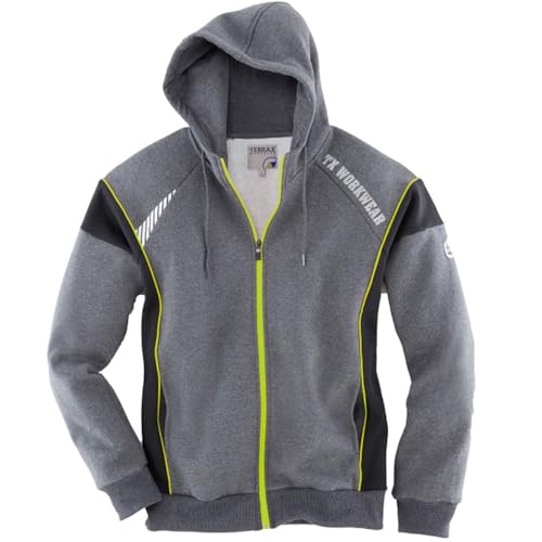 Terrax Herren Sweatjacke MIT ANGESCHNITTENER Kapuze (M, schwarz/Limette) von Terrax