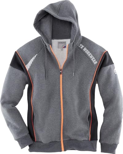 Terrax Herren Sweatjacke MIT ANGESCHNITTENER Kapuze (M, schwarz/neon rot) von Terrax