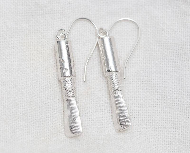 Oboenrohrblatt-Ohrringe, Sterlingsilber Oboenrohrblatt-Ohrringe, Sterlingsilber von TerrysJewelBox