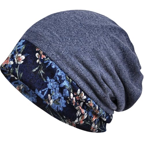 Mütze Damen Herren, Slouch Beanie Mütze Weich Laufende Beanie Mütze Baumwolle, Dünne Schlafmütze Turban Chemo Kopfbedeckung für Haarausfall, Leichte Atmungsaktiv Chemo Mütze Jersey Longbeanie Cap von Terynanle