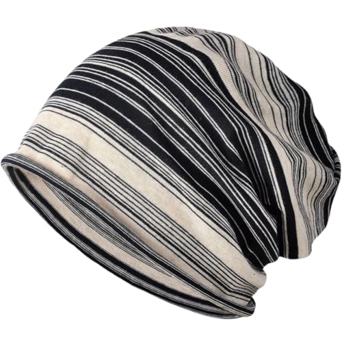 Mütze Damen Herren, Slouch Beanie Mütze Weich Laufende Beanie Mütze Baumwolle, Dünne Schlafmütze Turban Chemo Kopfbedeckung für Haarausfall, Leichte Atmungsaktiv Chemo Mütze Jersey Longbeanie Cap von Terynanle