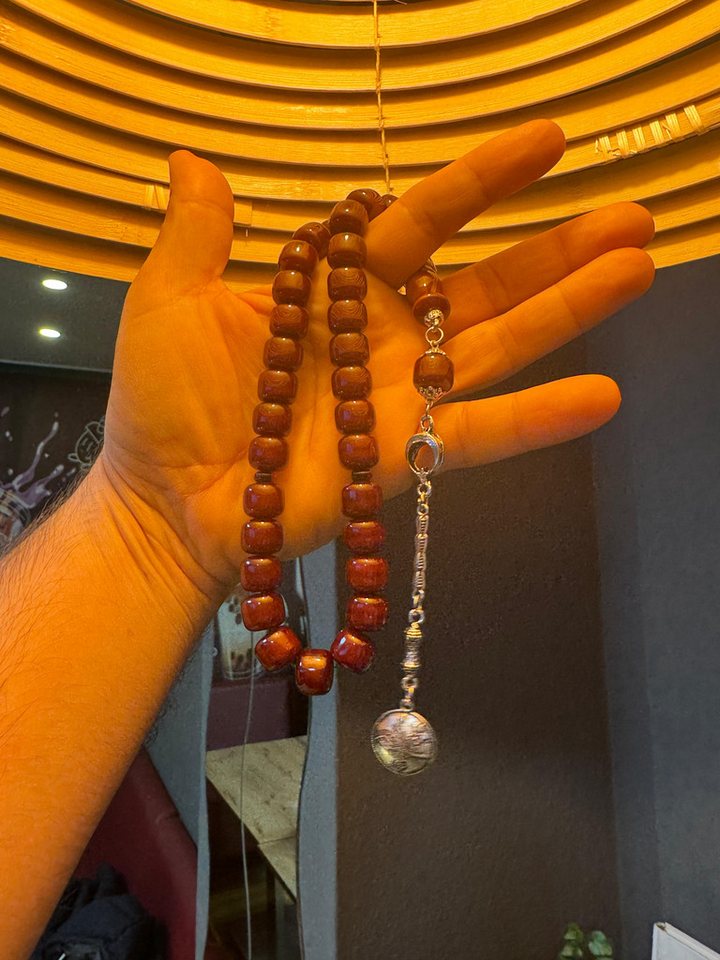 TesbihBid Kettenanhänger Osmanli Faturan Sandalous Tesbih (Sandalous Tesbih Misbaha islam, 33-tlg., Amber Kehribar oltu Subha kuka Männer Vater Geschenk), Prayerbeads Bakalite faturan Gebetskette von TesbihBid