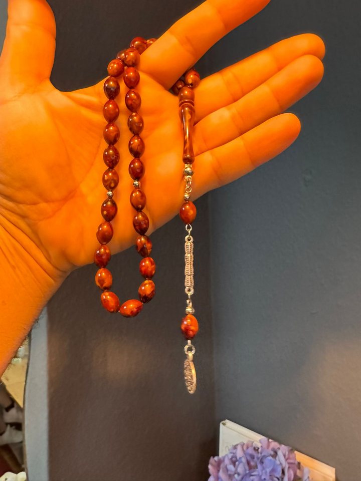 TesbihBid Kettenanhänger Osmanli kahverengi Bakalite (Bakalite Subha Ates, Amber Prayerbeads Rosary Faturan Die schönsten Geschenke zum Vatertag – für Männer / Väter Oltu kehribar, 33-tlg., Sevgiliye Erkek Hediye), Gebetskette Tesbih Misbaha Tasbeeh von TesbihBid