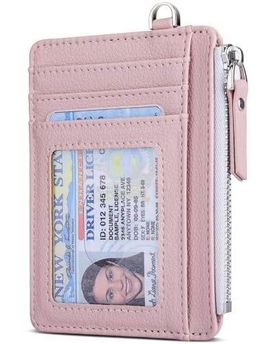 Teskyer Kartenetui Damen, Slim Wallet mit Münzfach, Card Holder Wallet, Karten Portemonnaie, RFID-Schutz, Minimalistischer, mit Reißverschluss, Fasst bis zu 8 Karten, Rotgold von Teskyer