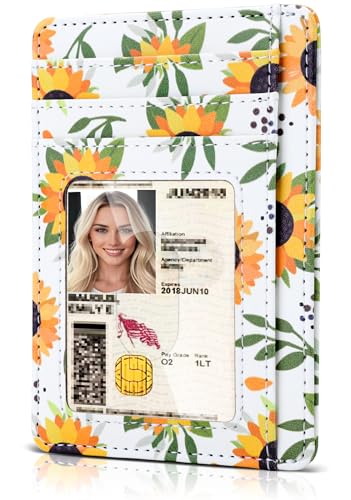 Teskyer Mini Portemonnaie Damen, Kleines Kartenetui, PU Leder Schlankes Kartenetui, RFID-Schutz, Minimalistischer, mit ID-Fenster und Schnellzugriff-Fach, Sonnenblume Teskyer Mini Portemonnaie Damen, Kleines Kartenetui, PU Leder Schlankes Kartenetui, RFID-Schutz, Minimalistischer, mit ID-Fenster und Schnellzugriff-Fach, Sonnenblume von Teskyer
