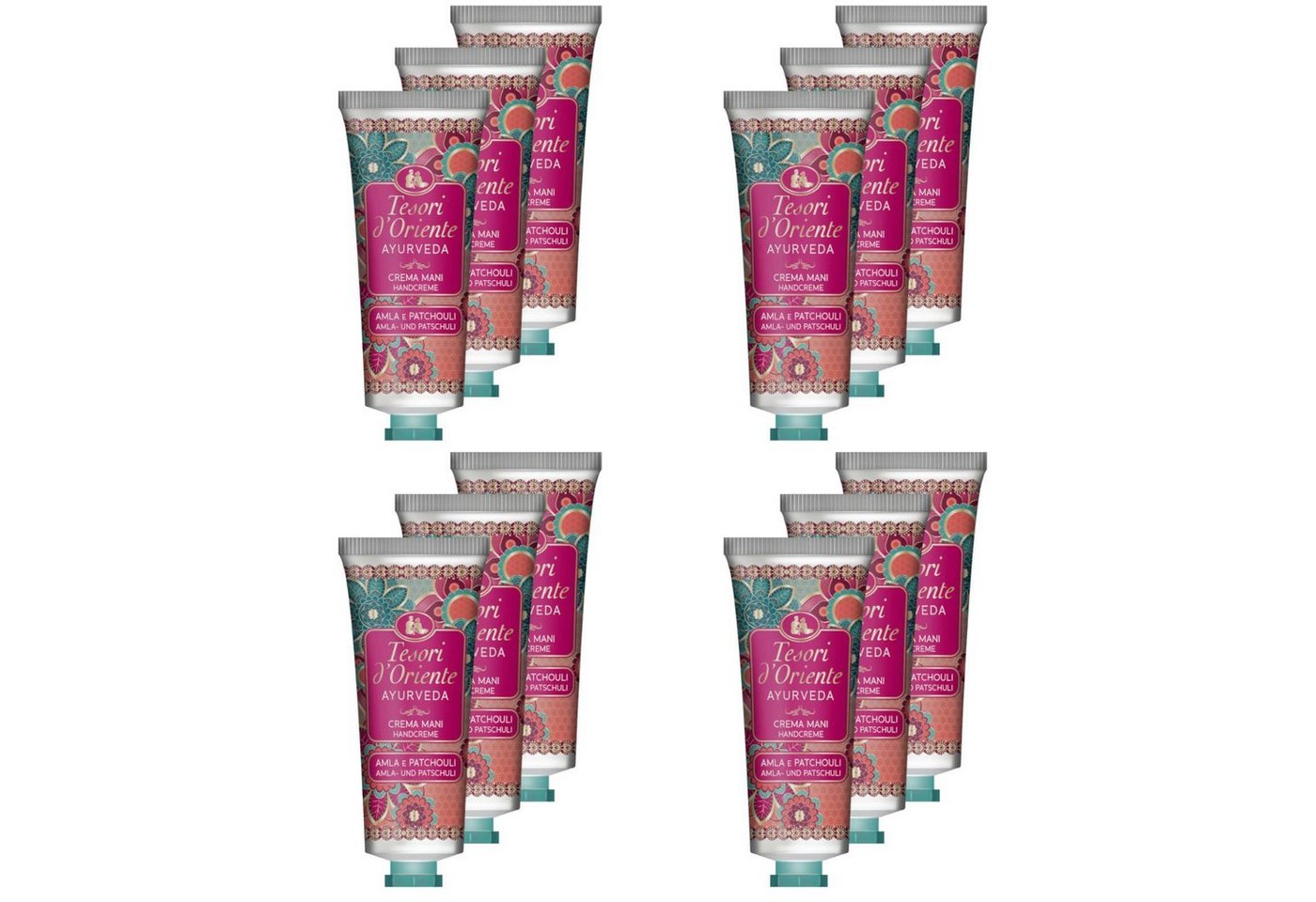 Tesori d´Oriente Handcreme Ayurveda Aloe vera Sesamöl Amla-Fruchtextrakt 12x75ml, 12-tlg. von Tesori d´Oriente