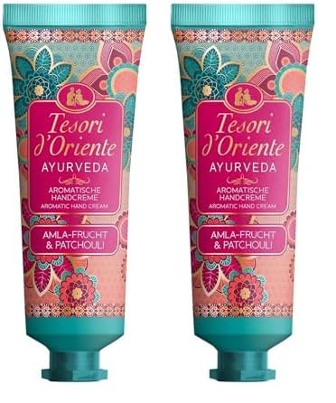 TESORI D'ORIENTE HANDCREME AYURVEDA 75ML, zarte Handcreme mit Amla-Fruchtextrakt, Sesam-Öl, Aloe vera und Calendula, Wellness-Ritual für Körper & Sinne (Packung mit 2) von Tesori d'Oriente