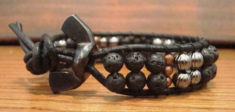 Lava - Herren Wrap Armband Natürlichen Perlen, Rotguss, Kupferne Runde Perlen Wellpappe Und Abgerundet Mit von Tesoribydmarie