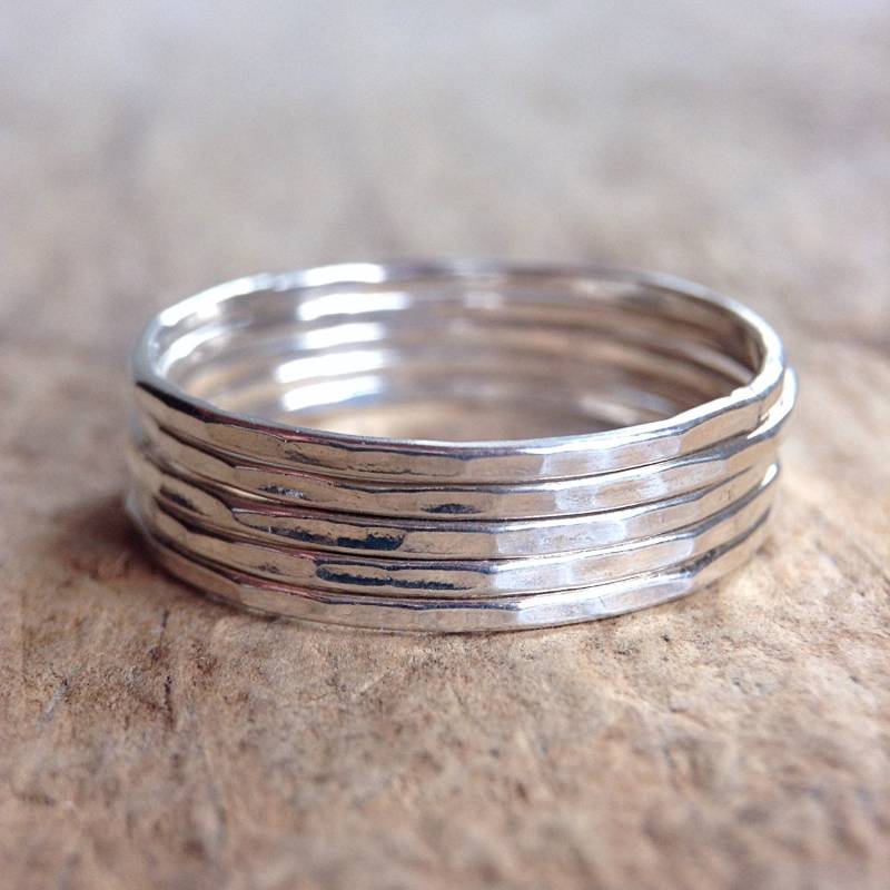 Set Aus 5 Sterlingsilber Stapelringen. Sterling Silber Dünn Ring-Set. Stapelringe, Boho Ring Set Aus 5 Sterlingsilber Stapelringen. Sterling Silber Dünn Ring-Set. Stapelringe, Boho Ring von TesoroDelSol