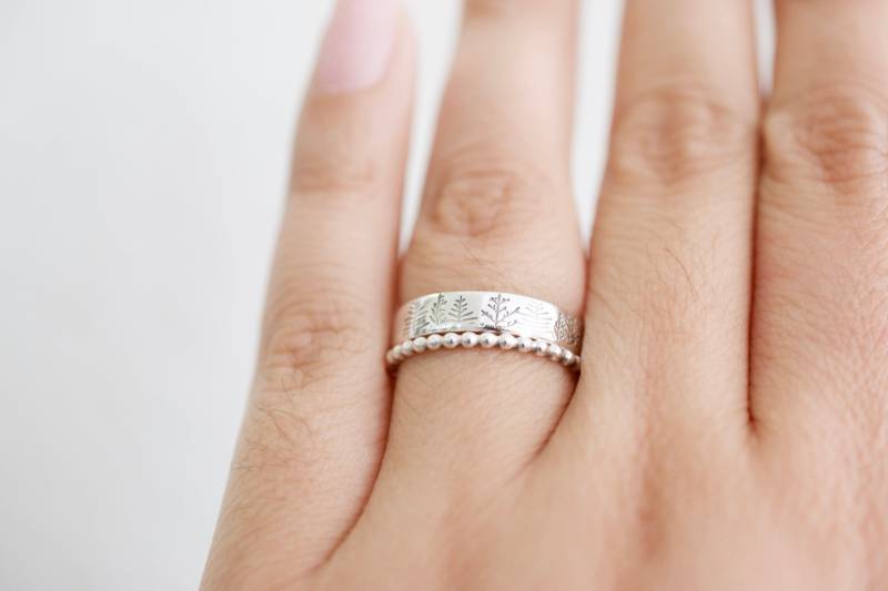 Perlen Silber Ring - Sterling Akzent Stapeln von TesoroJewelry