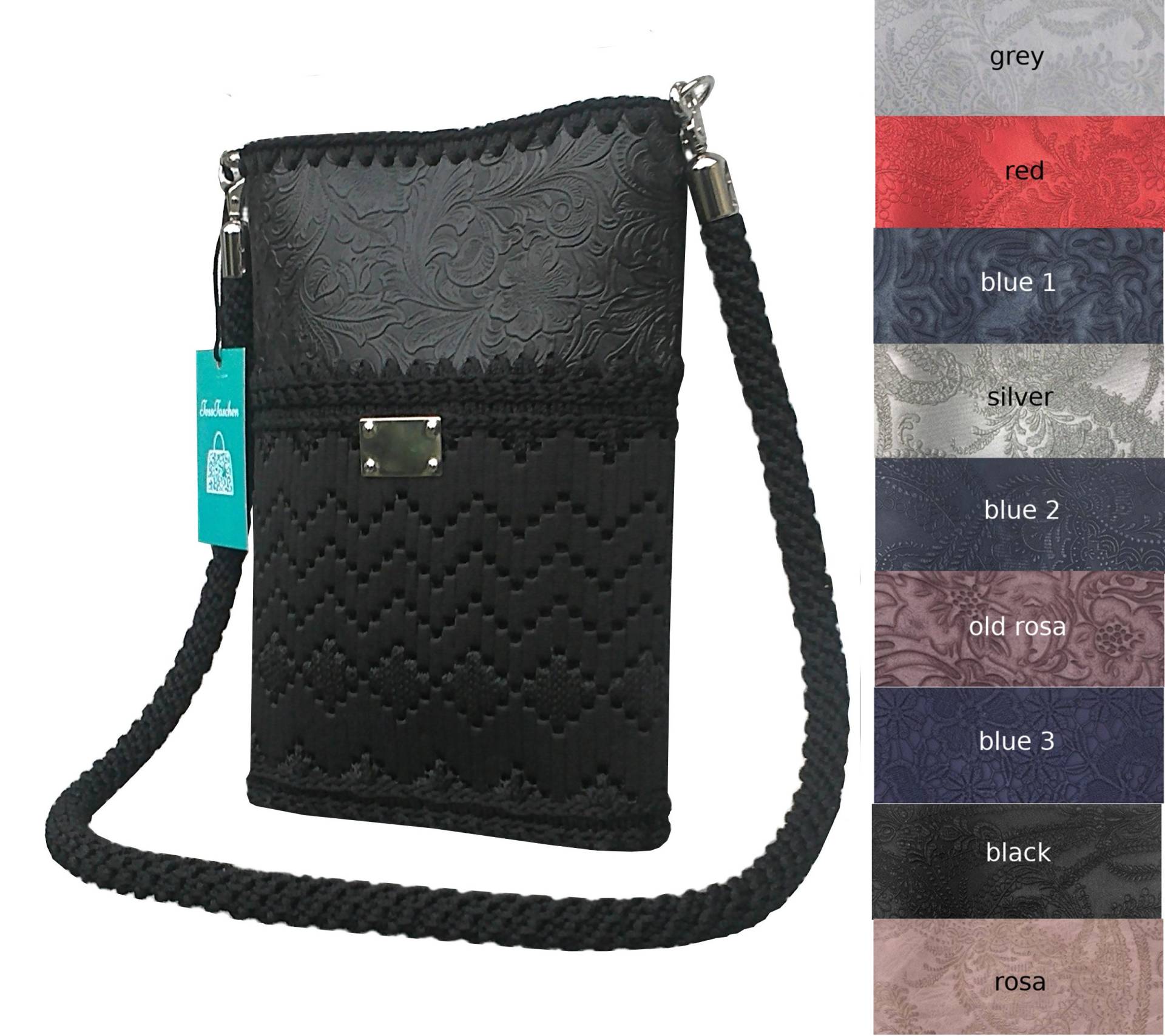 An Unusual, Elegant & Practical Shoulder Bag. Braided Strap.black Bag With Embroidery Embossing On The Leather An Unusual, Elegant & Practical Shoulder Bag. Braided Strap.black Bag With Embroidery Embossing On The Leather von TessTaschen