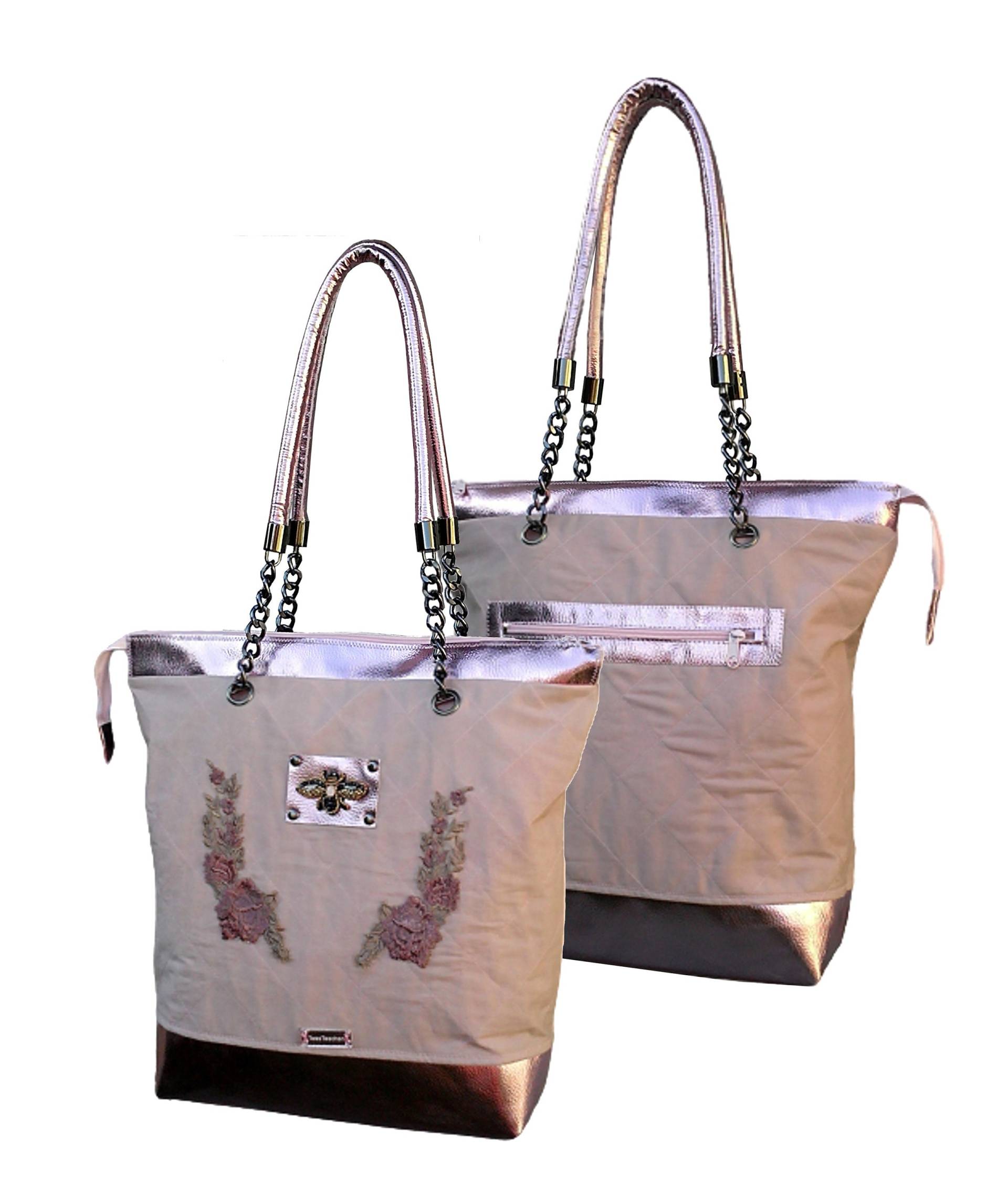 Large Pink Tote Bag/Quilted Bag/Canvas Tote/Waterproof Bag/Designer Bag/Oil-Skin Shoulder Bag/Embroidered Roses/ Bee Bag/Gift For Wife Large Pink Tote Bag/Quilted Bag/Canvas Tote/Waterproof Bag/Designer Bag/Oil-Skin Shoulder Bag/Embroidered Roses/ Bee Bag/Gift For Wife von TessTaschen