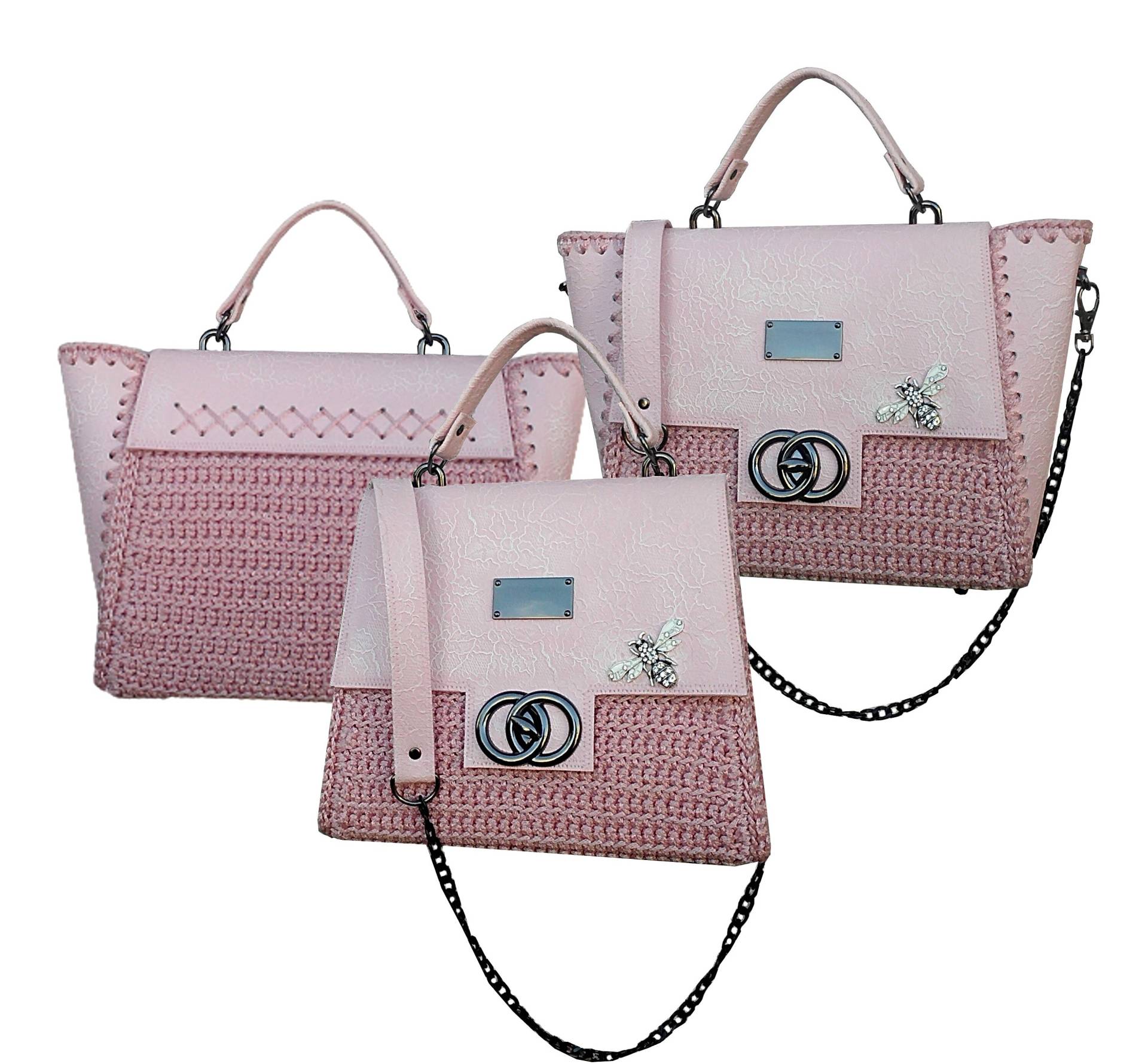Pink & Black Handbag/Dragonfly Charm Bag/ Transformer Bag Pink & Black Handbag/Dragonfly Charm Bag/ Transformer Bag von TessTaschen