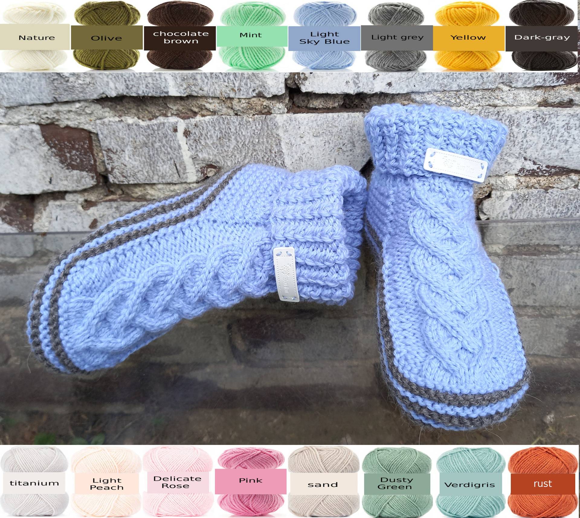 Women's Booties, Fireplace Cozy Socks, Warm Hand Knitting , Winter Socks, Wool Crochet Boot Slippers With Braids, 35-42 Women's Booties, Fireplace Cozy Socks, Warm Hand Knitting , Winter Socks, Wool Crochet Boot Slippers With Braids, 35-42 von TessTaschen
