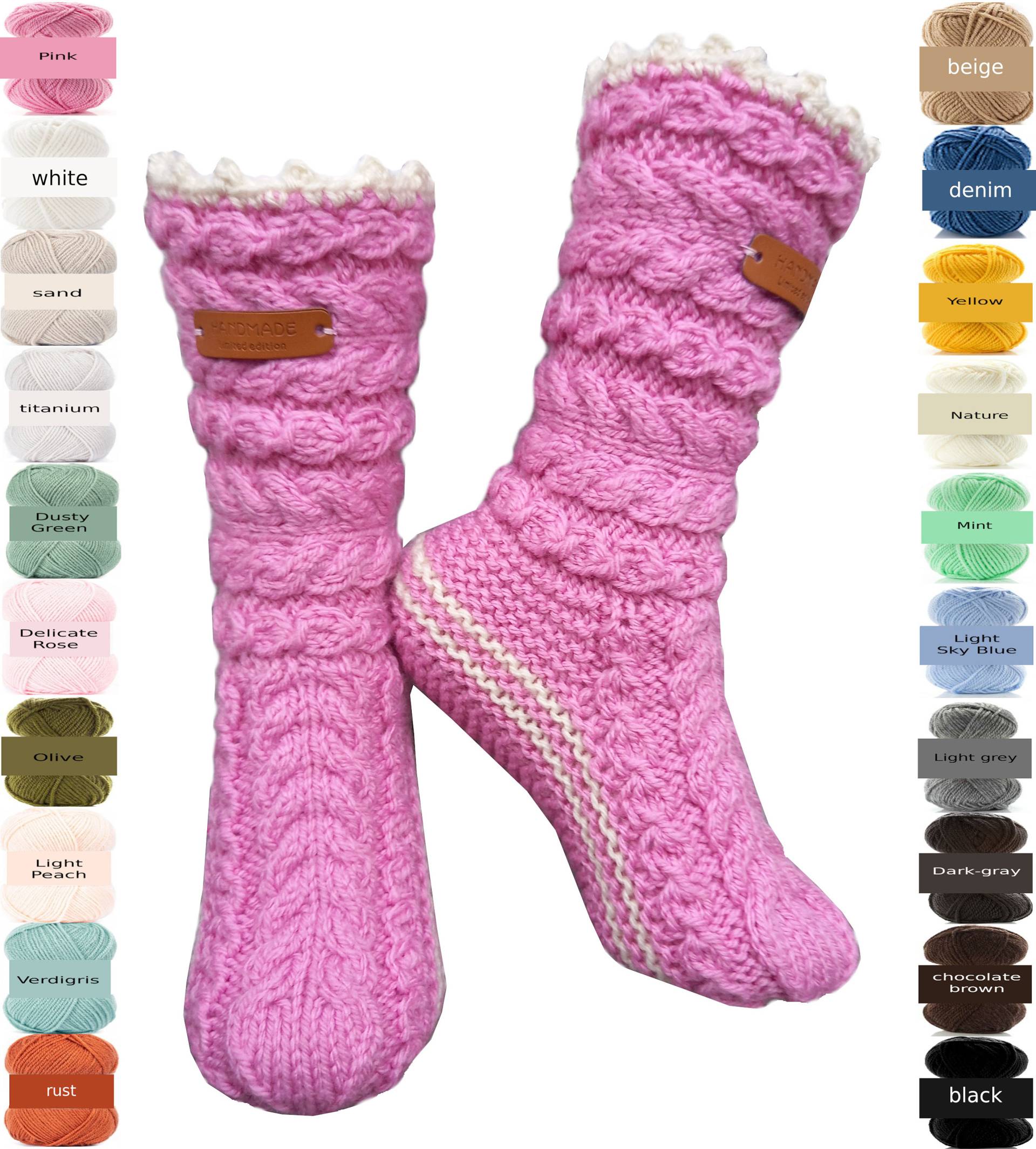 Womens Warm Hand Knitting Socks/Comfortable Cozy Winter Socks/Wool Crochet Boot Slippers With Braids/Thick Socks/35-42 Size/ Womens Warm Hand Knitting Socks/Comfortable Cozy Winter Socks/Wool Crochet Boot Slippers With Braids/Thick Socks/35-42 Size/ von TessTaschen
