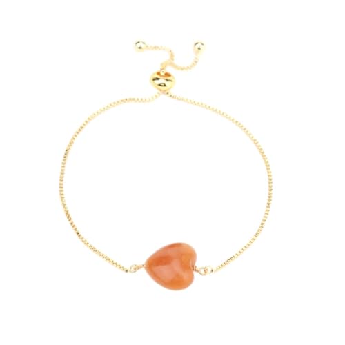 Edelstein-Armband – Naturstein-Herz-Armband, luxuriöses, gelbes, dünnes Amethyst-Kette-Armband für Frauen für Hochzeit, Verlobung, Party und tägliches Tragen, orangefarbene Jade, Einheitsgröße von Tesselite