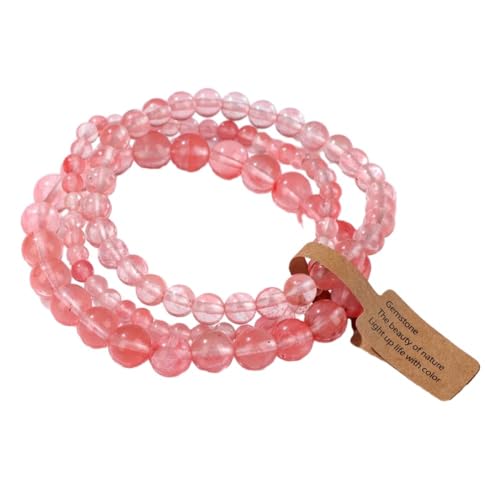 Stein-Armband – 3-teiliges Naturstein-Perlen-Armband-Set für Männer und Frauen, mehrschichtiges Aventurin-Achat-Charm-Armband, Paar-Freundschaftsschmuck, rote Wassermelone, Einheitsgröße von Tesselite