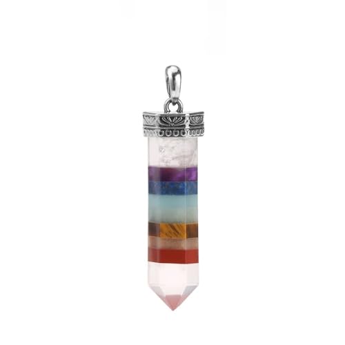 Stein-Halskette – 7 Chakra-Schwert-Halskette für Herren, Naturstein, weißer Kristall, sechseckiger Anhänger, Modeschmuck, Geschenk, sechseckig, Einheitsgröße von Tesselite