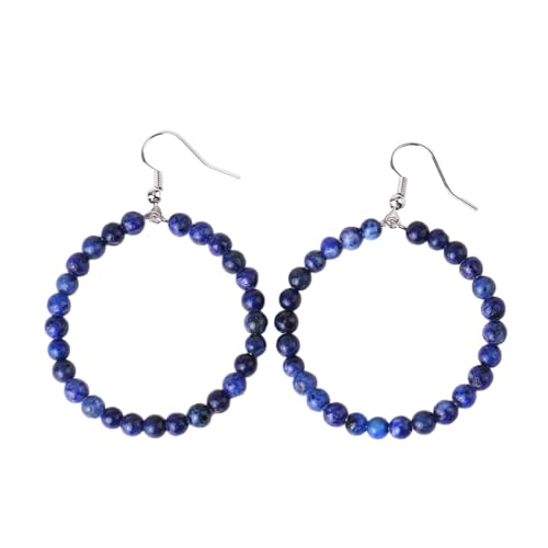 Stein-Ohrringe, hohle Kreis-Ohrringe, 4 mm, Natursteine, Kristall, runde Tropfen-Ohrringe für weiblichen Modeschmuck, Lapislazuli, Einheitsgröße von Tesselite