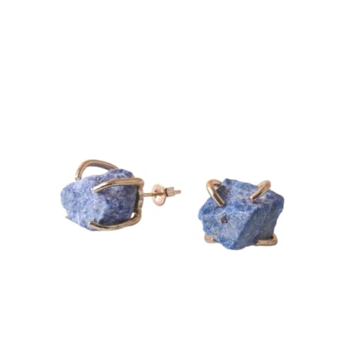 Stein-Ohrringe – Kristall-Edelstein, Amethyst, vier Krallen-Ohrstecker, Naturstein für Frauen, Schmuck für Freundin, Geschenke für Ehefrau, Lapislazuli, Einheitsgröße von Tesselite