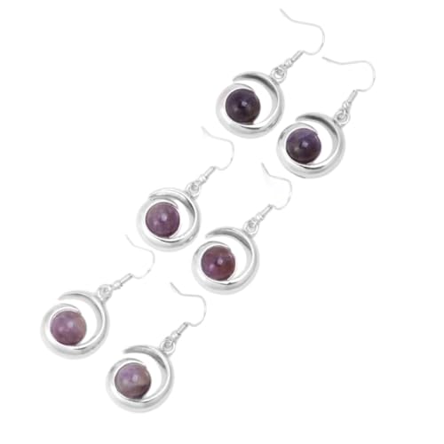 Stein-Ohrringe – Naturstein-Ohrhänger für Frauen, Cabochon-Perlen-Anhänger, Obsidian-Kristall-Tropfenohrring, Zubehör für Schmuck, Amethyst, Einheitsgröße von Tesselite