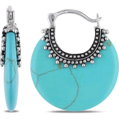 Stein-Ohrringe – Vintage-Creolen mit halbkreisförmigen blauen Steinen für Damen, Persönlichkeit, Party-Ohrringe, Zubehör, geeignet für jeden Anlass, Blau, Einheitsgröße von Tesselite