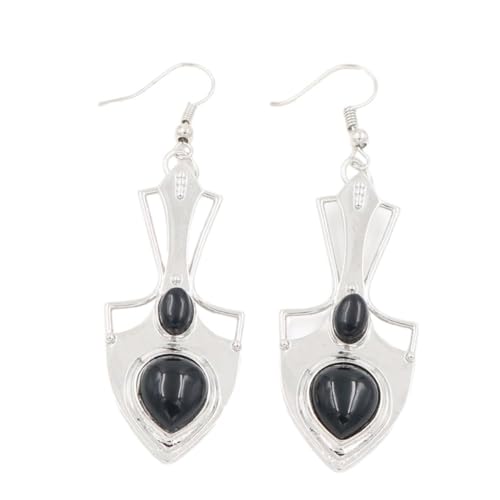 Stein-Ohrringe – natürliche Kristall-Pfeil-Ohrringe, Ohrringe, Damen-Amethyst-Tropfenohrringe, Luxus-Schmuck, täglich zu tragen, schwarzer Obsidian, Einheitsgröße von Tesselite