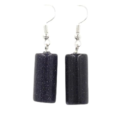 Steinohrringe – Naturstein-Ohrhänger, zylindrische Kristallohrringe, weiblicher Obsidian-Ohrstecker für Damen, Statement-Schmuck, Party, blauer Sand, Einheitsgröße von Tesselite