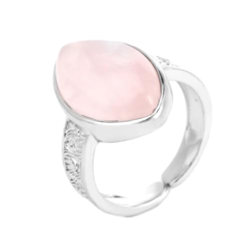 Steinring – Kristallring für Männer und Frauen, Naturstein, rosa Quarz, Tigerauge, Amethyst, Pferdeauge, offen, verstellbar, Fingerringe, Schmuck, Rosenquarz, Einheitsgröße von Tesselite