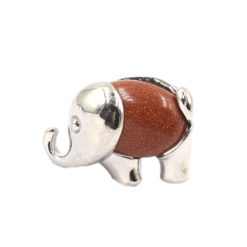 Steinring – Naturstein, Kristallstein, Elefant, verstellbarer Ring, personalisierbar, kreative Handdekoration, Weihnachtsgeschenk für Frau und Freundinnen, brauner Sand, Einheitsgröße von Tesselite