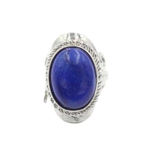 Steinring – Naturstein, Kristallstein, ovaler Ring für Herren und Damen, personalisierter handgefertigter Schmuck, Hochzeit, Verlobungsring, tägliches Tragen – 1 Stück, Lapislazuli, Einheitsgr von Tesselite