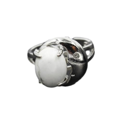 Steinring – Naturstein, roter Stein, Topas, Kristall, Mond, oval, verstellbarer Ring, für Herren und Damen, personalisierbar, modisches Paar, kreative Handaccessoires, Howlith, Einheitsgröße von Tesselite