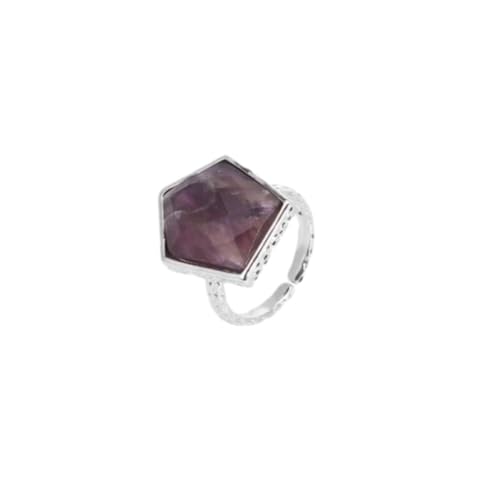 Steinringe – Facettierte Ringe aus Naturstein für Herren, Schild, Tigerauge, Amethyst, weißer Finger, offene Ringe, verstellbarer Schmuck für Damen, Amethyst, Einheitsgröße von Tesselite