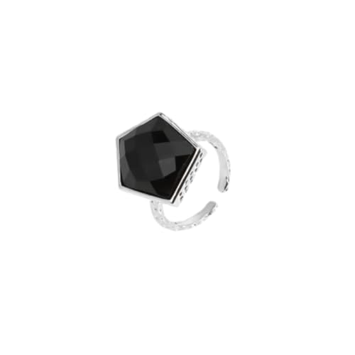 Steinringe – Facettierte Ringe aus Naturstein für Männer, Schild, Tigerauge, Amethyst, weißer Finger, offene Ringe, verstellbarer Schmuck für Frauen, Obsidian, Einheitsgröße von Tesselite