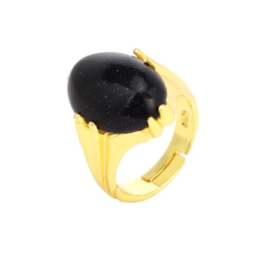 Steinringe – Naturstein-Ring, ovale Perlen, rosa Quarz, Amethyst-Kristall, verstellbarer Ring, weißer Schmuck, Herren und Damen, blauer Sand, G, Einheitsgröße von Tesselite