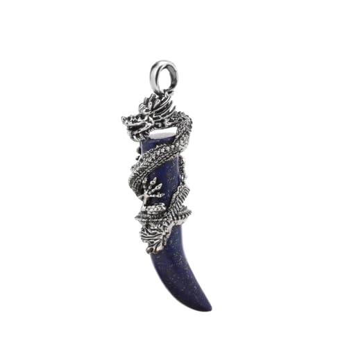 Tesselite Stein-Anhänger – Vintage-Mann-Kristall-Halskette, Drachen-Anhänger, Tigerauge, Naturstein-Halsketten, Modeschmuck, Geschenk für Damen und Herren, Lapislazuli, Einheitsgröße von Tesselite