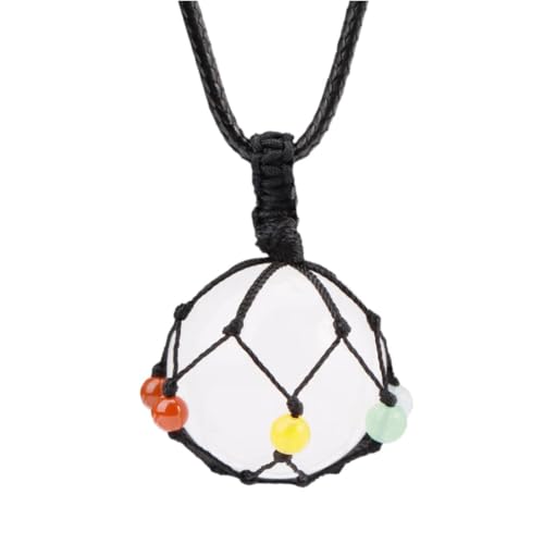 Tesselite Stein-Halskette, 7 Chakra, Naturstein-Halskette, 25 mm, runde Perlen, gewebtes Netz, Traumrosa Quarzkristall-Halsketten, Herren- und Damenschmuck, weißer Kristall, Einheitsgröße von Tesselite