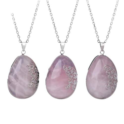 Tesselite Stein-Halskette – Wassertropfen-Kristall-Anhänger-Halskette für Frauen, Schmetterlingsflügel, Naturstein, Amethyst, Quarz-Halskette, Schmuck, Rosenquarz-Kette, Einheitsgröße von Tesselite