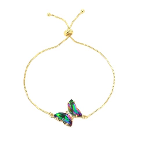 Tesselite Steinarmband – Buntes Zirkon-Schmetterlingsarmband, luxuriöses gelbes Kettenarmband, Damenschmuck, geeignet für jeden Anlass, K, Einheitsgröße von Tesselite