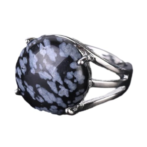 Tesselite Steinring – Damen-Kristallring, Natursteinring, Kugelperlenring, grüner Aventurin, Amethyst, Quarz, weißer Partyschmuck, Schneeflockenstein, Einheitsgröße von Tesselite