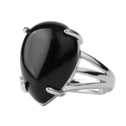 Tesselite Steinring – Wassertropfen-Kristall-Ringe, Naturstein-Ring für Mädchen, Ametist, violetter Rosenquarz, grüner Aventurin, Antragsschmuck, schwarzer Obsidian, Einheitsgröße von Tesselite