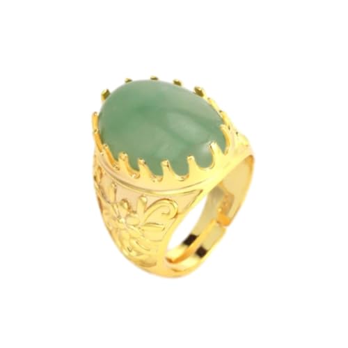 Tesselite Steinring – modischer Naturstein in Eiform, gelber Ring, Herren-Tigerauge, rosa Quarz-Ring, Party, Hochzeit, Neuheit, handgefertigter Schmuck, grüner Aventurin G, Einheitsgröße von Tesselite